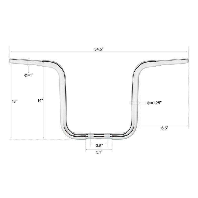 Chrome/Black 12/14/16/18'' Ape Hanger 1 1/4" Handlebar Fit For Harley Sportster - Moto Life Products