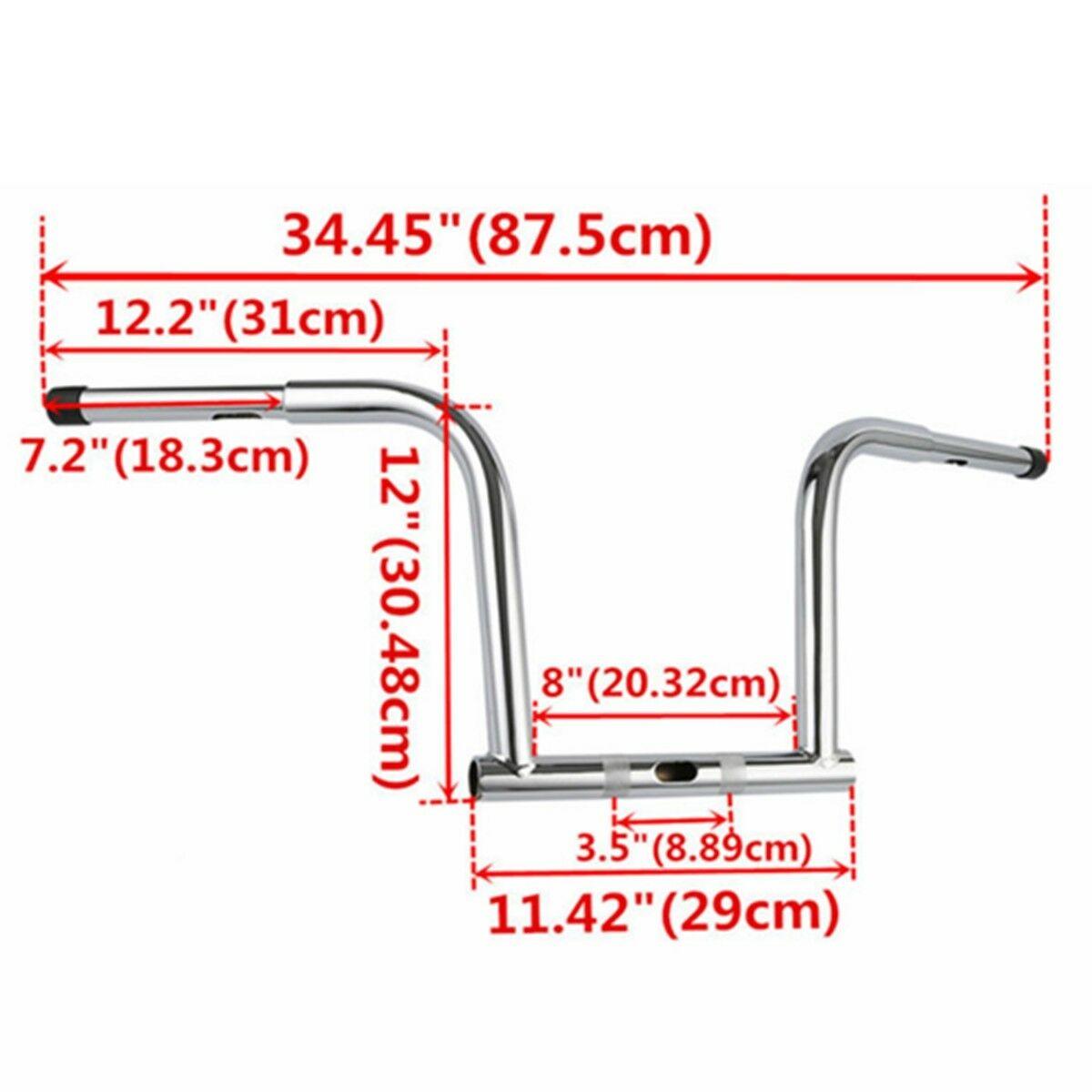 12" Rise 1 1/4'' Handlebar Fit For Harley Dyna Street Bob FXDB 06-17 FXDF 08-17 - Moto Life Products