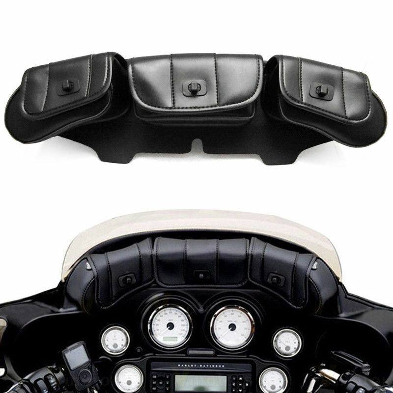 Windshield Saddle 3 Pouch Three Pocket Fairing Bag Fit For Harley Touring 96-13 - Moto Life Products