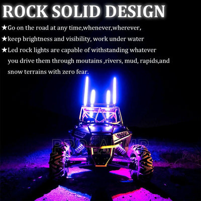 PSEQT Off-Road Purple LED Rock Lights For Jeep Truck ATV Boat Underbody Light - Moto Life Products