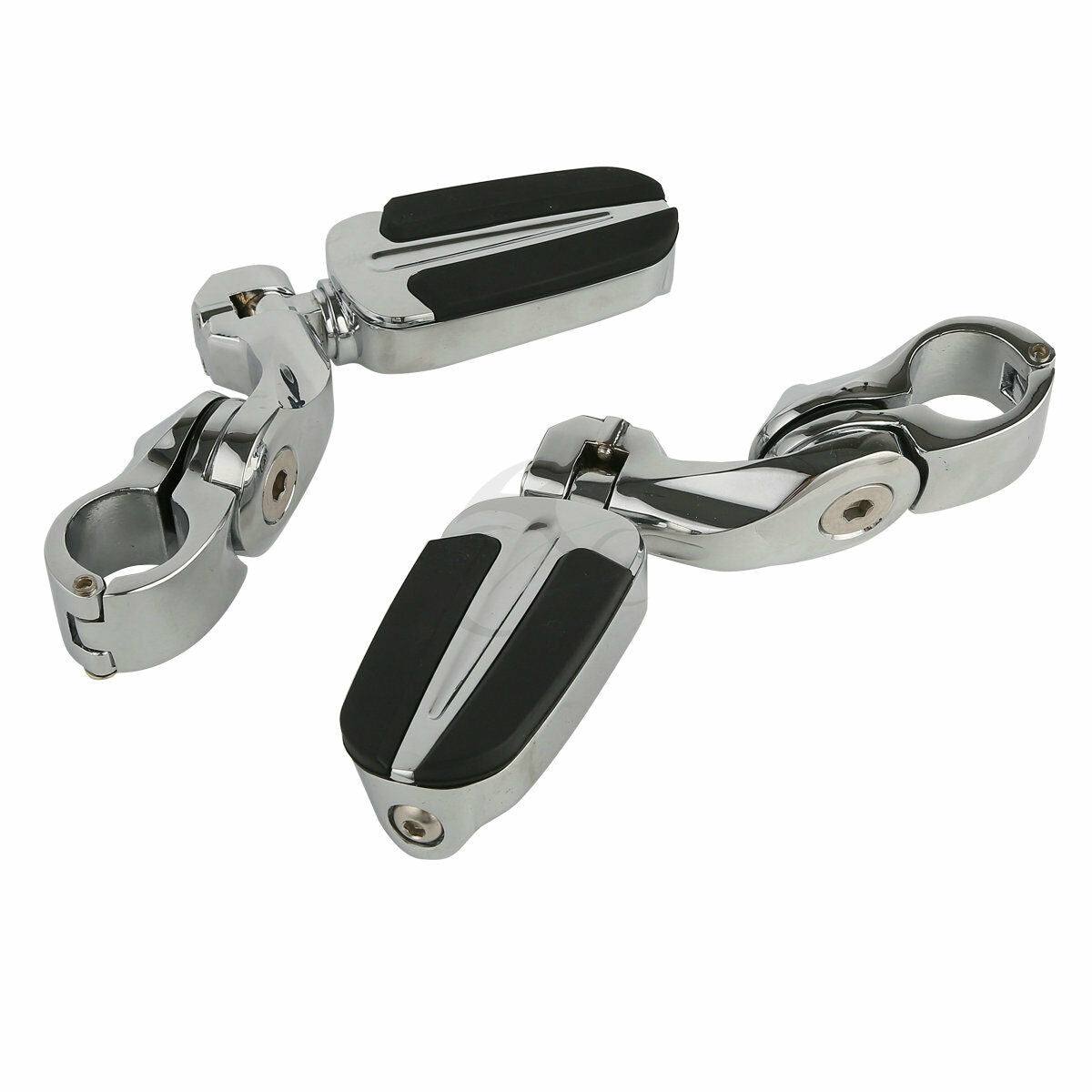 Slipstream Foot Pegs Rests & 1.25" Short Angled Adjustable Mount Fit For Harley - Moto Life Products