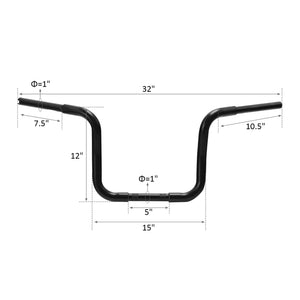 12" Rise Ape Hanger 1" Handlebars Fit For Harley Softail FLST Dyna Super Glide - Moto Life Products