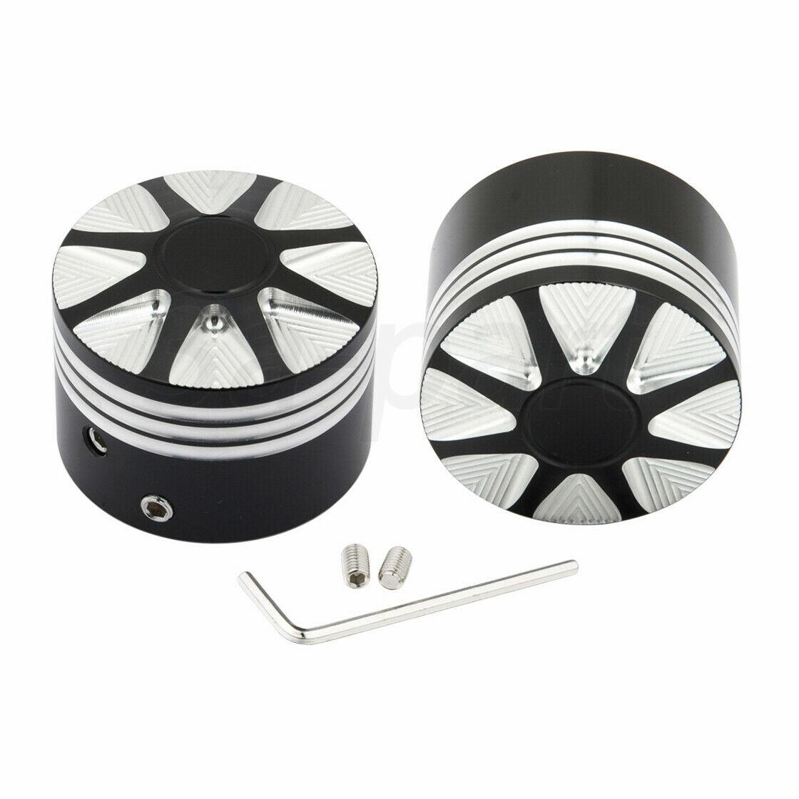 2 PCS Front Black Axle Caps Nut Covers Fit for Harley Touring Street Tri Glide - Moto Life Products