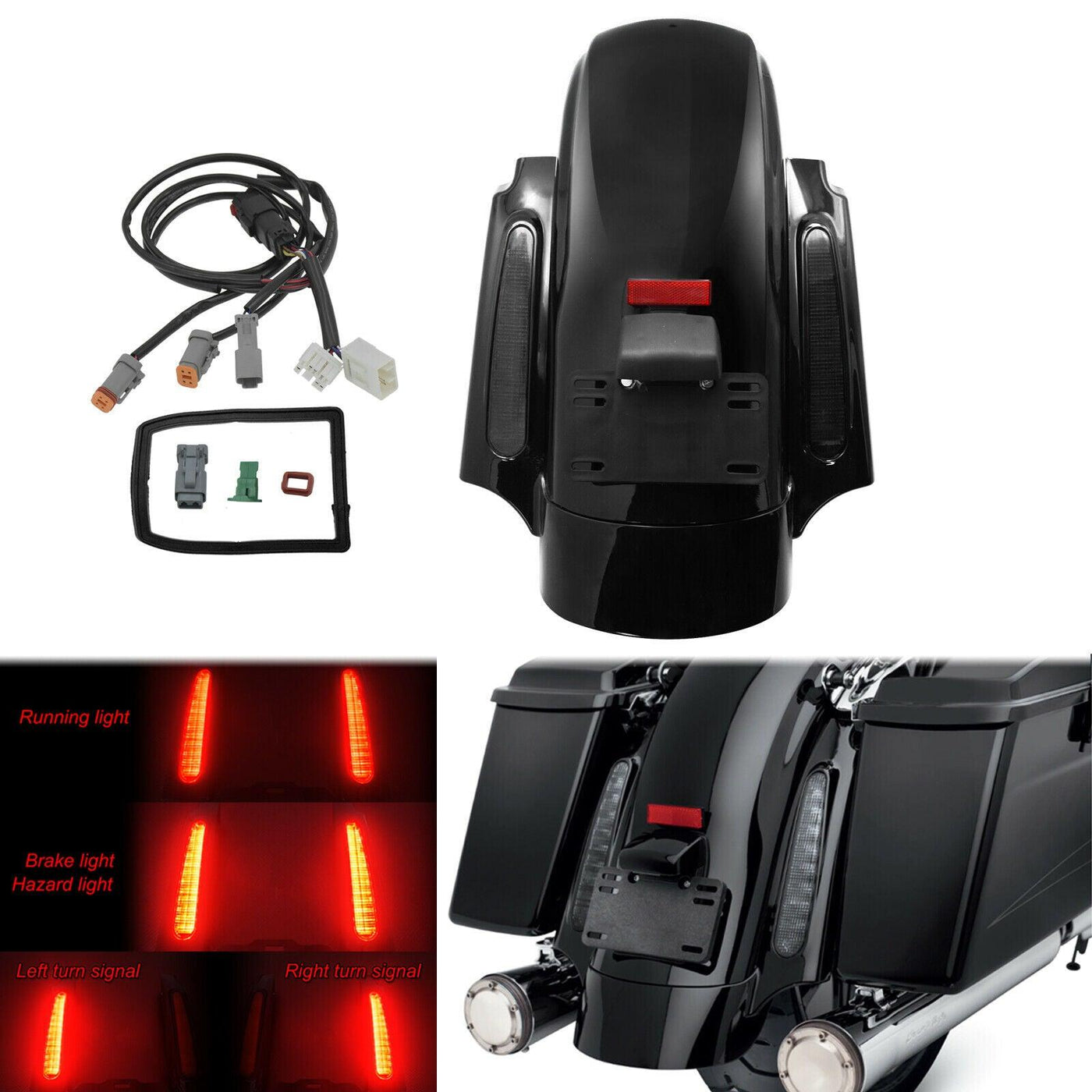 Rear Fender System LED Fascia Running Lights Fit For Touring Electra Glide 09-13 - Moto Life Products