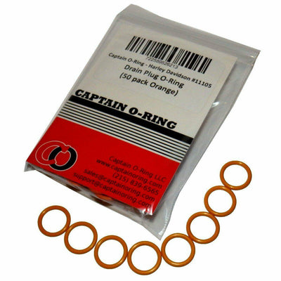 50 Pack - Harley Davidson Oil Drain Plug O-Ring #11105 (Orange Color) - Moto Life Products