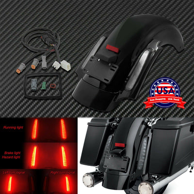 Rear Fender w/LED Turn Signal Brake Light Clear Lens Fit For Electra Glide 09-13 - Moto Life Products