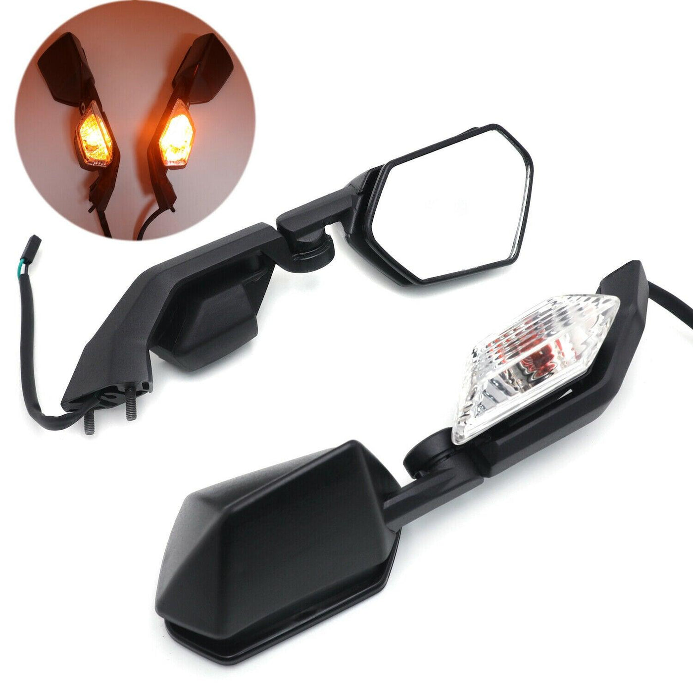 Left Right Mirrors with Turn Signal Light For Kawasaki Ninja ZX 10R 08-10 ZX10R - Moto Life Products