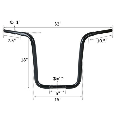 18" Rise 1-1/4" Ape Handlebar Handle Bar Fit For Harley Sportster Softail - Moto Life Products