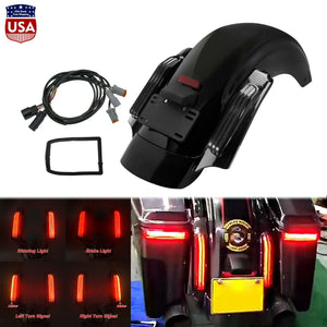 Black CVO Rear Fender LED System Smoke Lens Fit For Harley Touring Glide 2014-20 - Moto Life Products