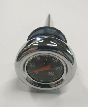 Chrome Oil Tank Plug Cap Dipstick With Temperature Gauge For Harley Softail & XL - Moto Life Products