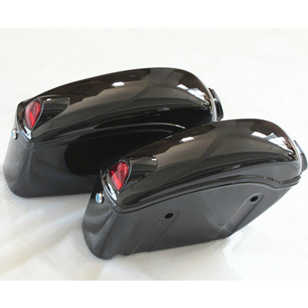 New universal Black Hard saddle bags w/ light bracket For Motorcycle cruiser - Moto Life Products