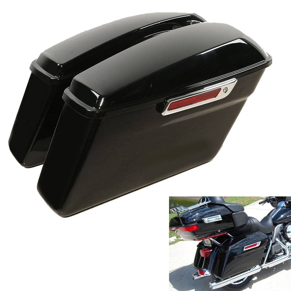 Black Hard Saddlebags Fit For Harley Heritage Softail Fatboy Deluxe 1984-2017 16 - Moto Life Products