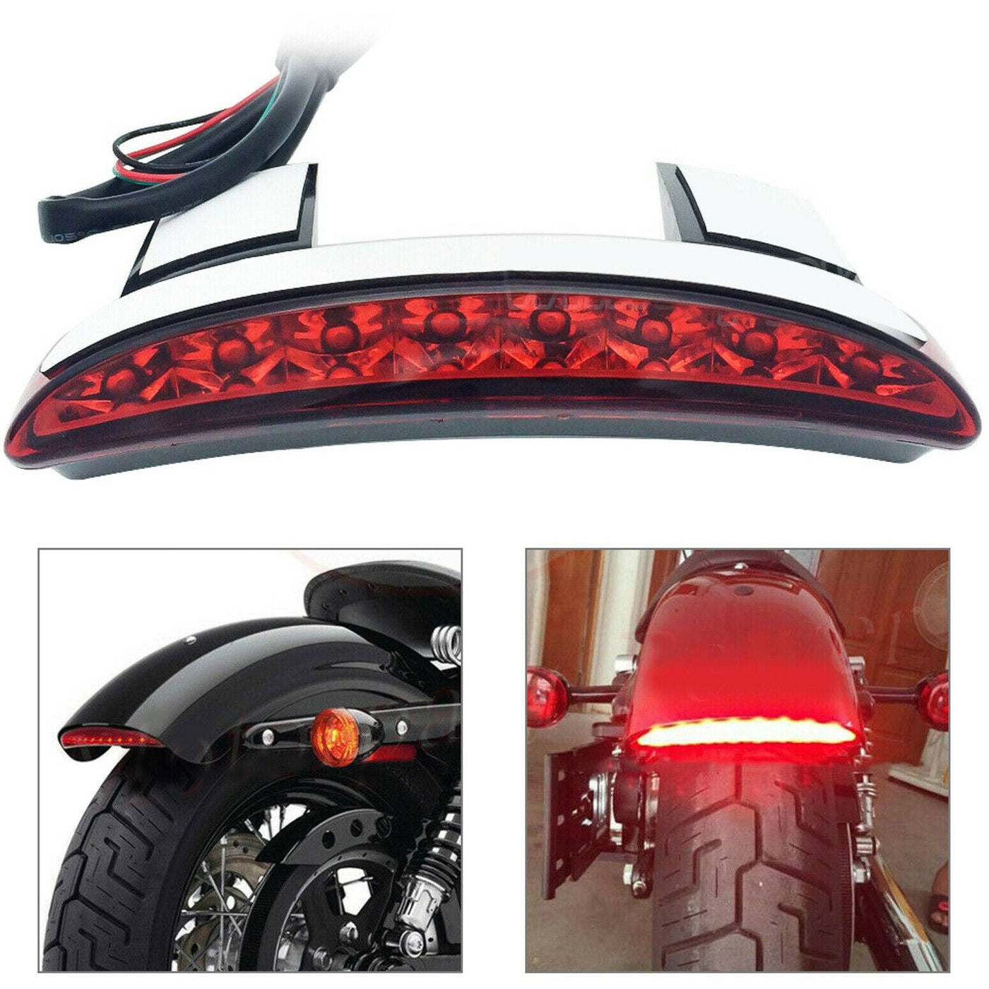 Red Chopped Fender LED Tail Running Brake Light Fit for Harley Sportster XL 883 - Moto Life Products