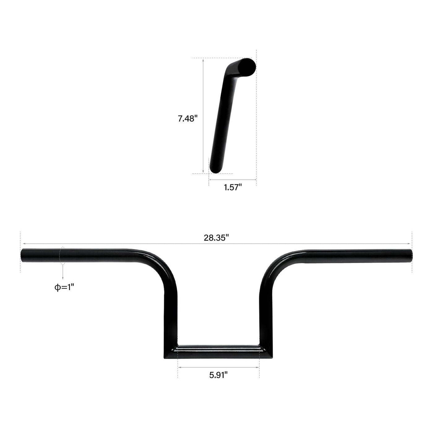 Black 7.48" Rise Z-Bars 1" Handlebar Fit For Harley Sportster 883 Dyna Low Rider - Moto Life Products