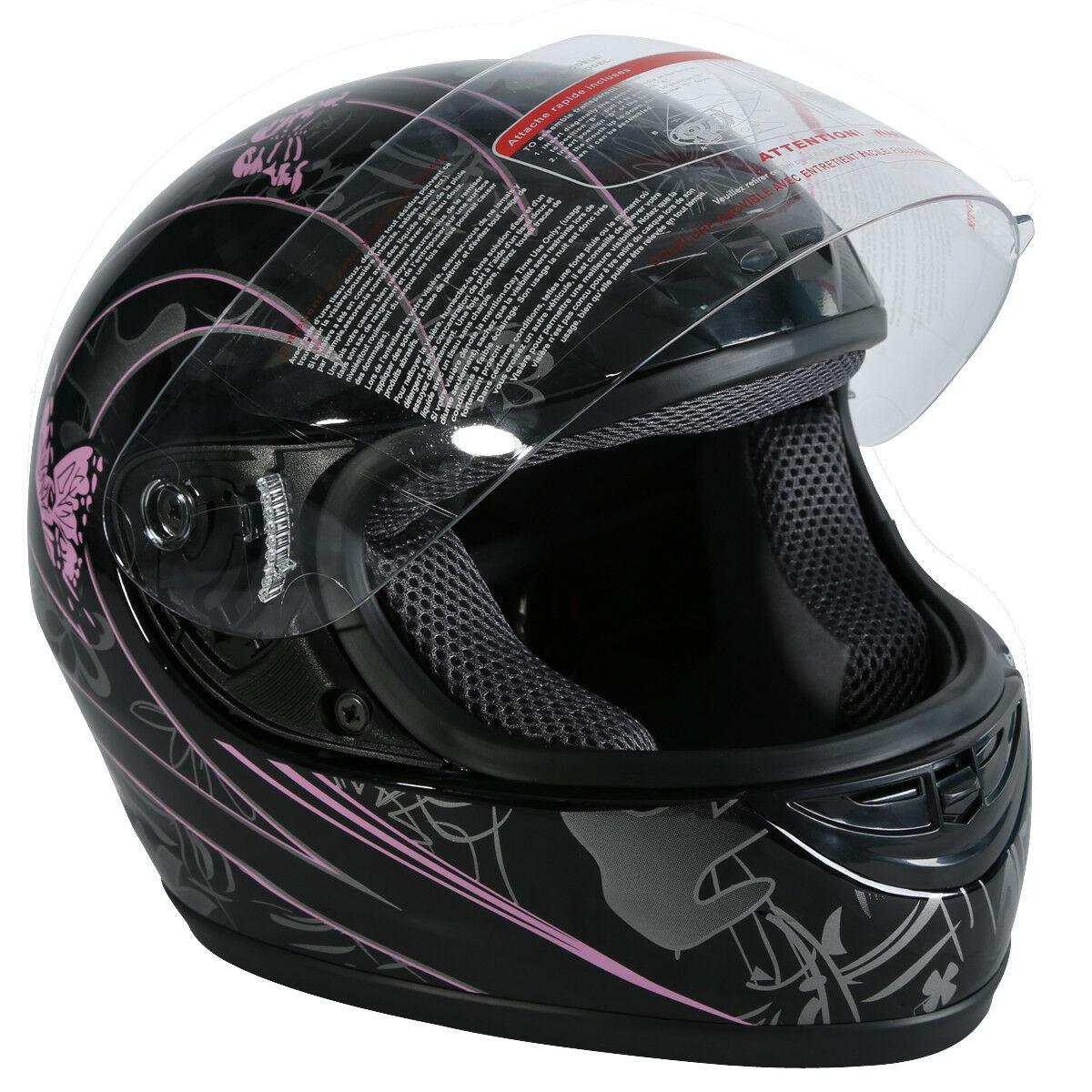 DOT Adult Pink Black Butterfly Full Face Motorcycle Offroad Sport Helmet S~XL - Moto Life Products