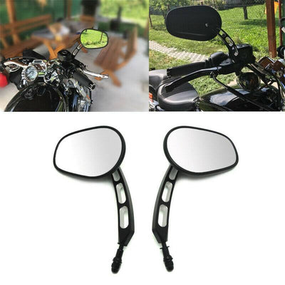 US Motorcycle Rear View Mirrors Edge Cut Black For Harley Davidson Super Glide - Moto Life Products