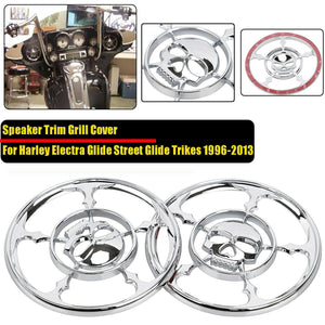 Chrome Front Speaker Trim Grill Cover For Harley 1996-2013 Electra Street Glide - Moto Life Products