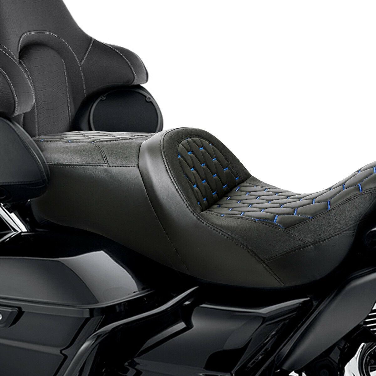 Black Blue Stitching Driver Passenger Seat Fit For Harley Street Glide 09-21 20 - Moto Life Products