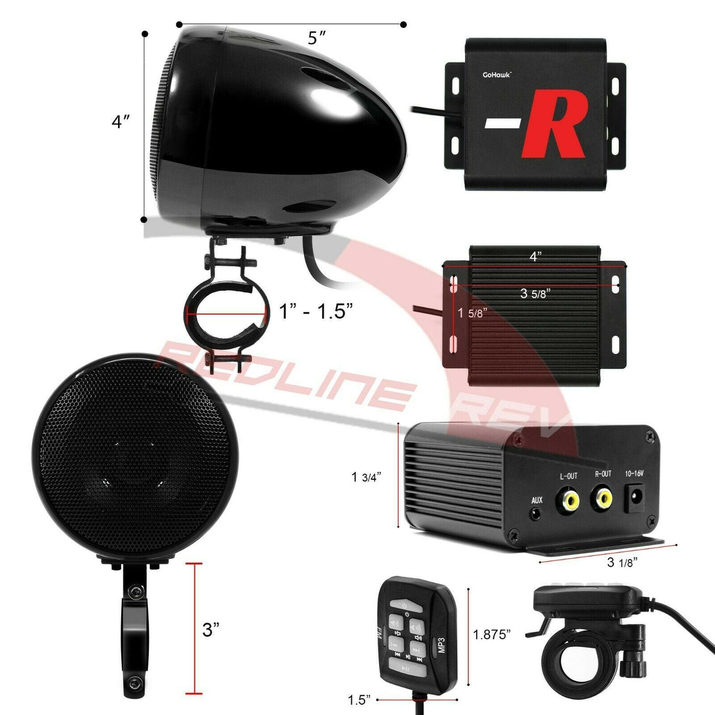 100W Amp Waterproof Bluetooth Motorcycle ATV Stereo Speakers System Audio Radio - Moto Life Products