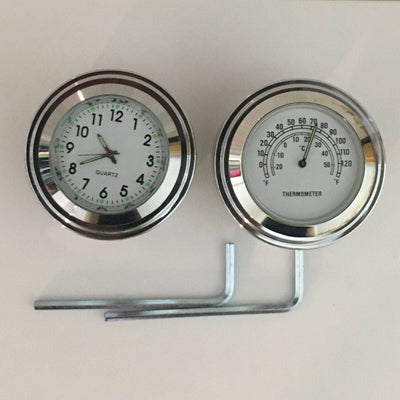 7/8'' or 1'' Motorcycle Handlebar Mount Dial Clock & Thermometer for Harley - Moto Life Products