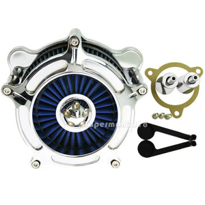 Chrome Air Cleaner Spike Intake Blue Filter Fit For Harley Trike Touring 08-16 - Moto Life Products