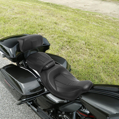 Driver Passenger Seat W/ backrest Pad Fit For Harley Touring Road Glide 14-22 18 - Moto Life Products