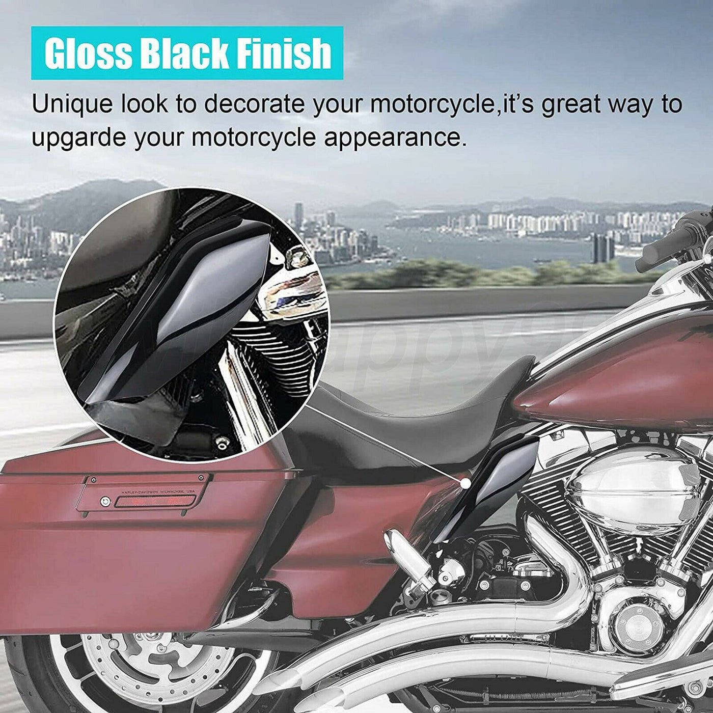Vivid Black Mid-Frame Air Deflector Heat Shield Fit for Harley Road King 09-22 - Moto Life Products