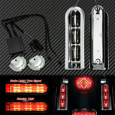 Chrome Rear Saddlebag Insert Accent Running Brake Light Fit For Harley Touring - Moto Life Products