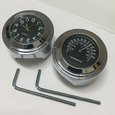 7/8" or 1" Motorcycle Handlebar Clock & Thermometer Fit For Harley Honda Yamaha - Moto Life Products