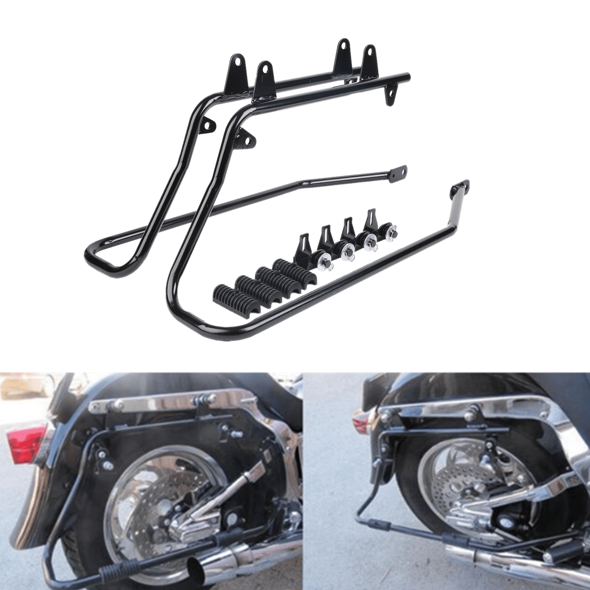 Black Saddlebag Conversion Brackets Hardware Fit For Harley Davidson Softail TC - Moto Life Products