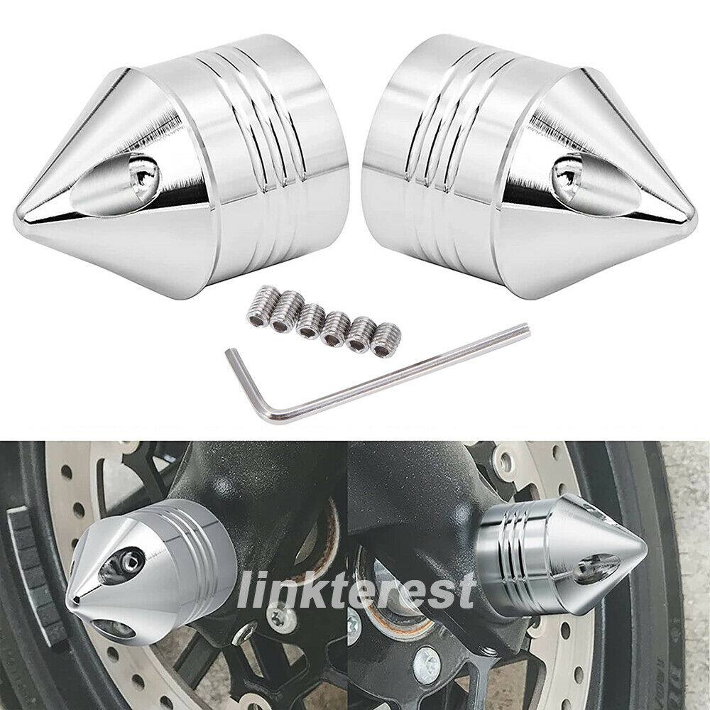 Chrome Thick Cut Front Wheel Axle Nut Cover Cap Aggressive for Harley Davidson - Moto Life Products