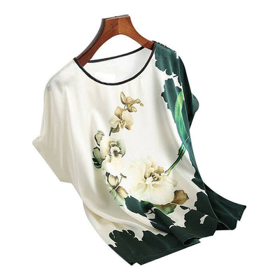 Summer Women Ladies Floral Short Sleeve O-Neck T Shirt Casual Blouse Loose Tops - Moto Life Products