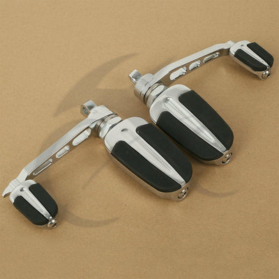 Chrome Slipstream Foot Pegs With Heel Rest Fit For Harley FXWG FXLG FXR Softail - Moto Life Products