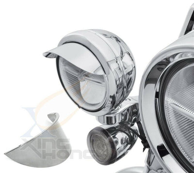 1 SPOTLIGHT VISOR Steel Passing Lamp Visors 4.5" For Harley Softail Touring Dyna - Moto Life Products