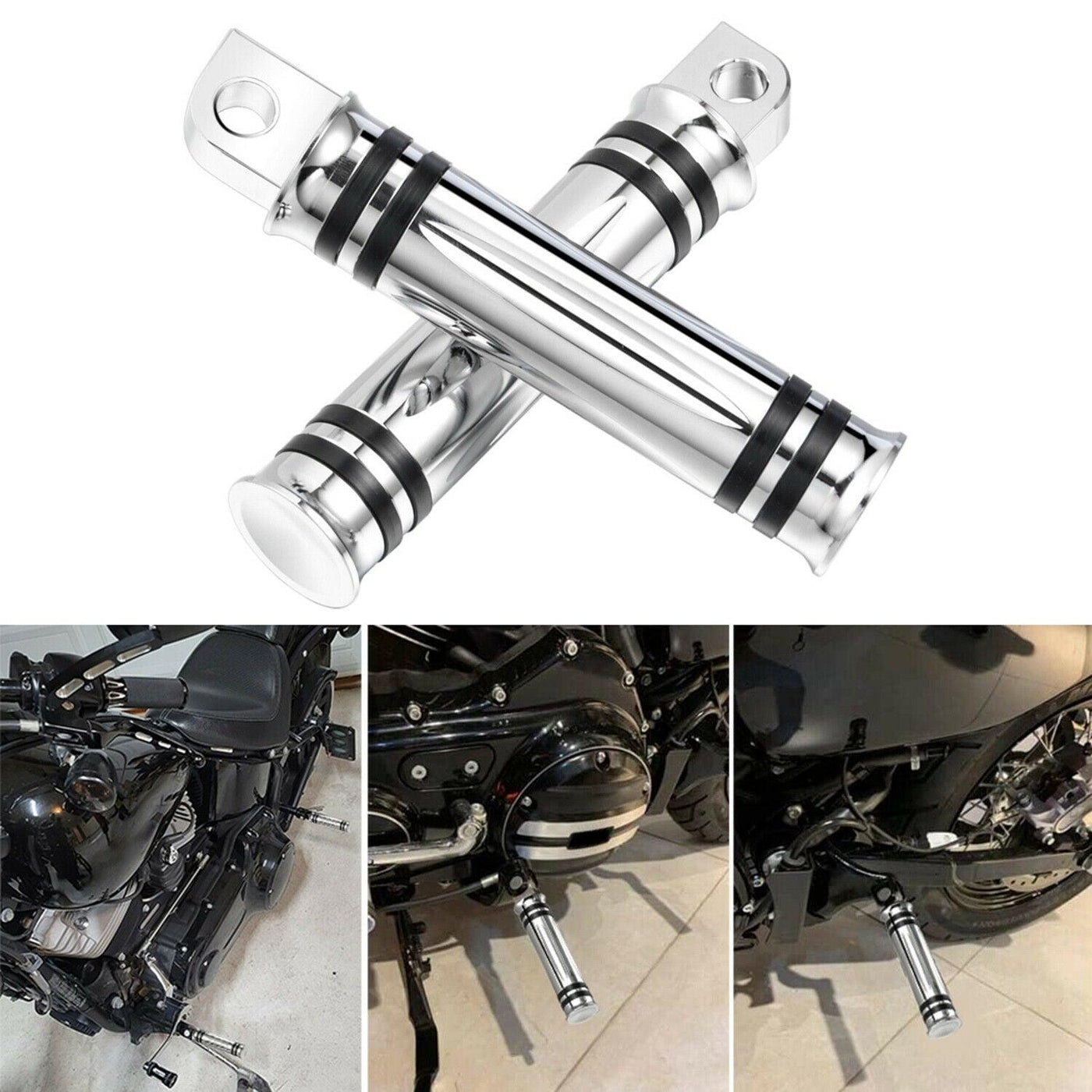 Black Aluminum Foot Pegs For Harley Touring – Male Mount – Road King Compatible – TCMT
