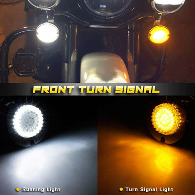 3-1/4" Front LED Turn Signals Flat Style 1157 For Harley Davidson Electra Glide - Moto Life Products