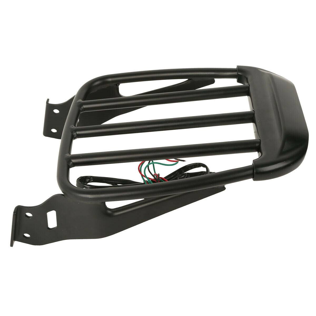 Two-Up Detachable Luggage Rack &LED Light Fit For Harley Dyna Low Rider Softail - Moto Life Products