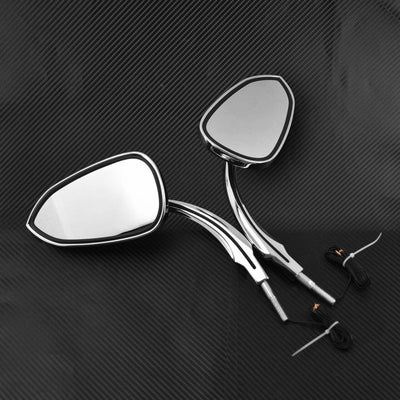 Motorcycle Mirror w/ Built-in LED Turn Signal Fit For Harley Touring Dyna Chrome - Moto Life Products