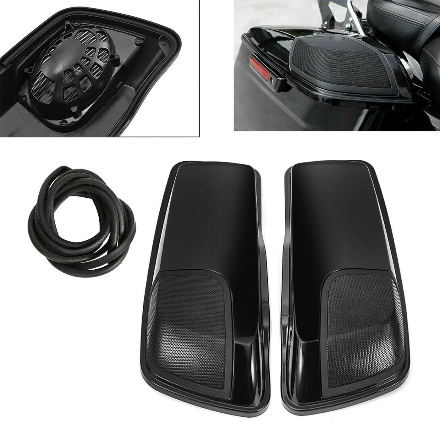 5" x 7" Black Saddlebag Speaker Lids Fit for Harley Electra Street Glide 2014-21 - Moto Life Products