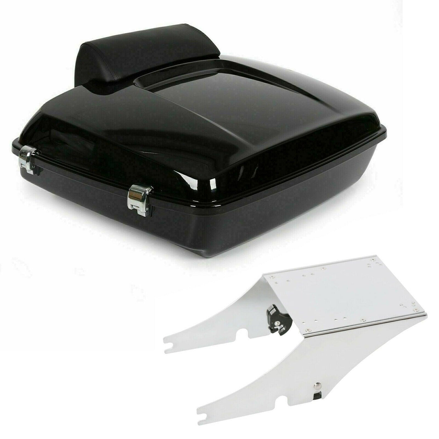 5.5'' Vivid Black Razor Tour Pack Trunk W/mount Rack For Harley Softail Heritage - Moto Life Products