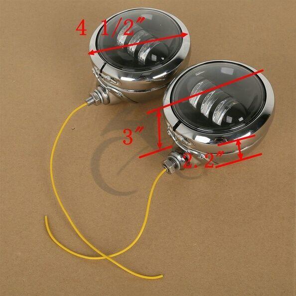 4.5" LED Auxiliary Spot Fog Passing Lights + Housing Bucket For Harley Davidson - Moto Life Products