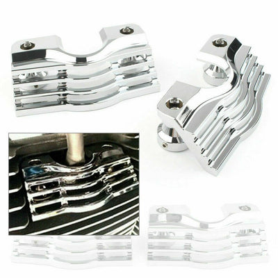 Chrome Finned Spark Slotted Plug-Head Cover For Harley 99-14 Electra Glide FLHR - Moto Life Products