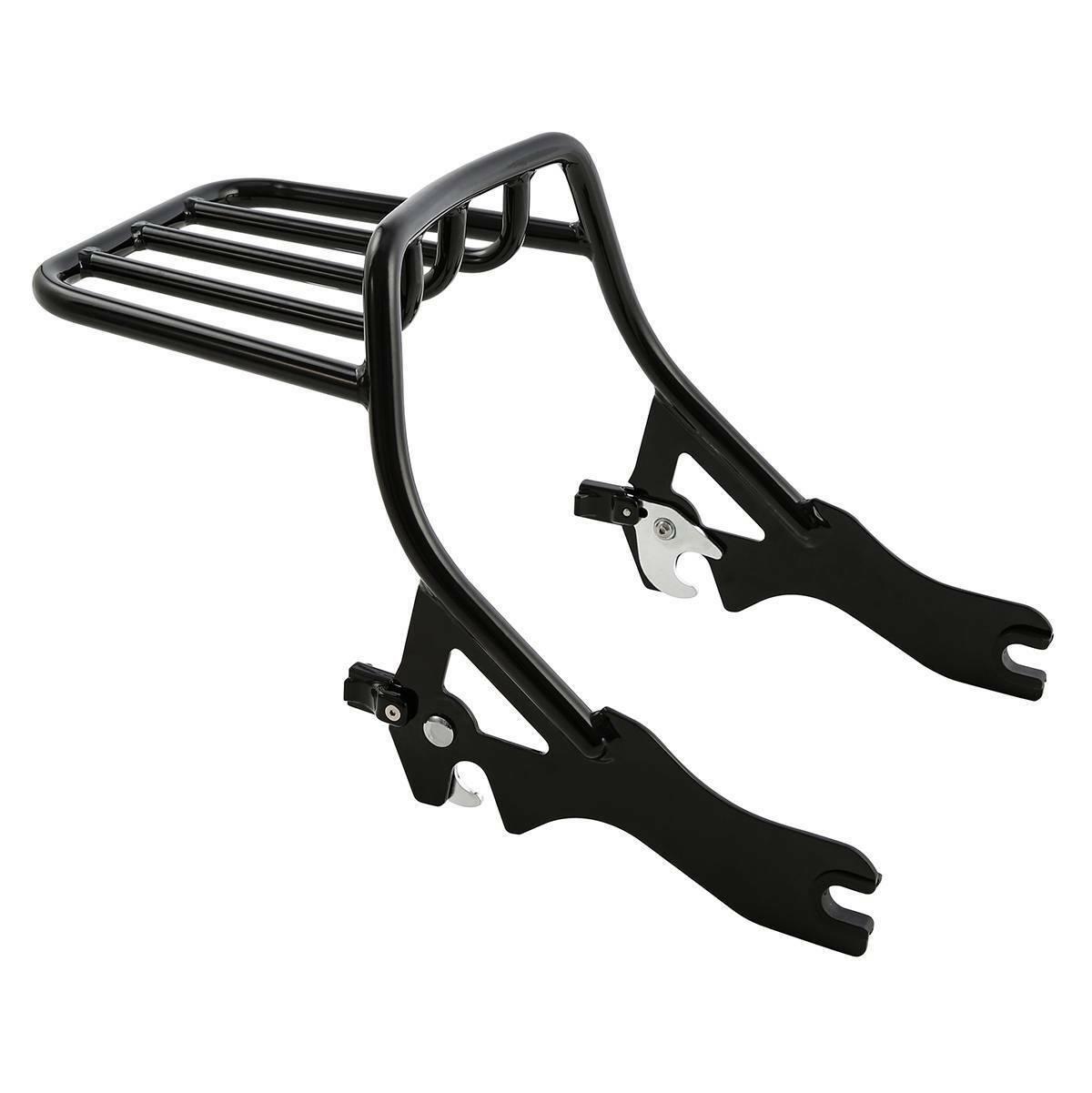 Black 2-up Luggage Rack Fit For Harley Deluxe FLDE Softail Slim 2018-2022 - Moto Life Products