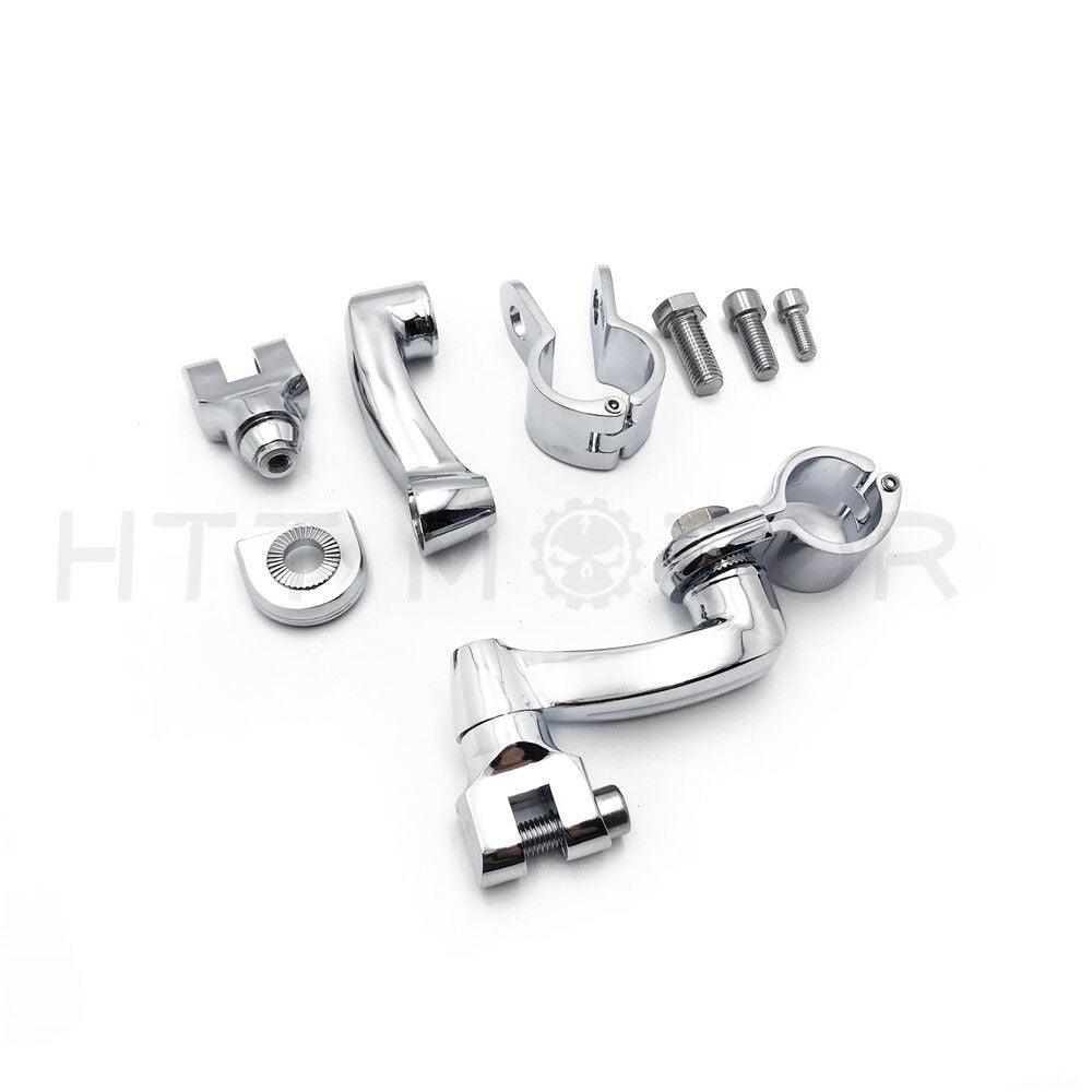 1 1/4"Long Angled Highway Engine Guard Bar Foot Peg Mount Kit For Harley Chrome - Moto Life Products