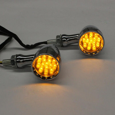 Chrome Motorcycle LED Turn Signals Lights Brake Running Tail Rear Light Bullet - Moto Life Products