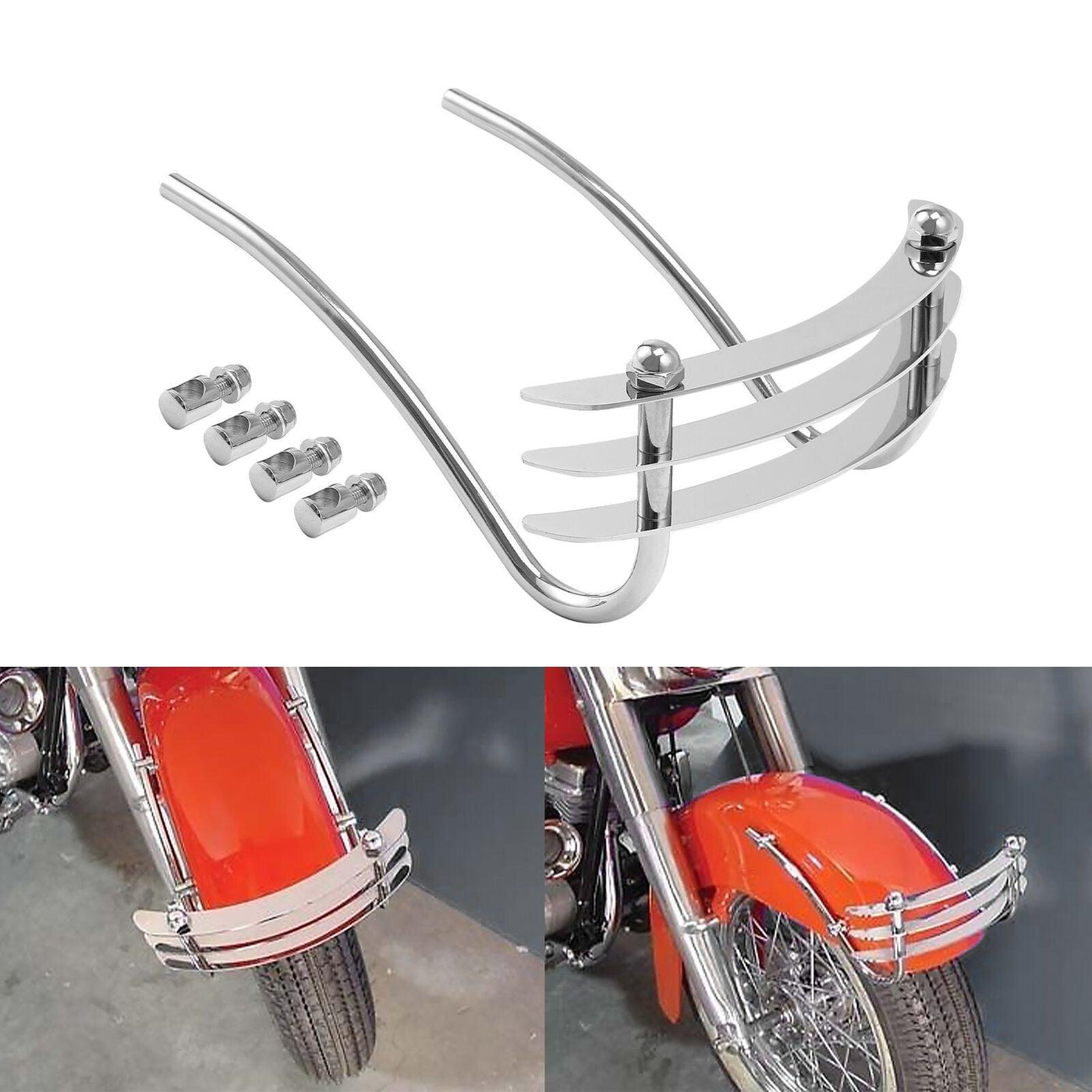 Chrome Front Fender Trim Bumper Grill Universal Fit For Harley Softail FLST - Moto Life Products