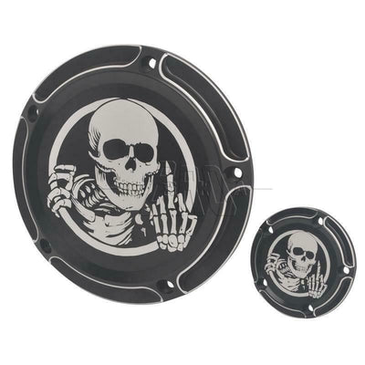 Black Skull Derby Timing Timer Cover For Harley Dyna Street Bob Road Glide FLHR - Moto Life Products