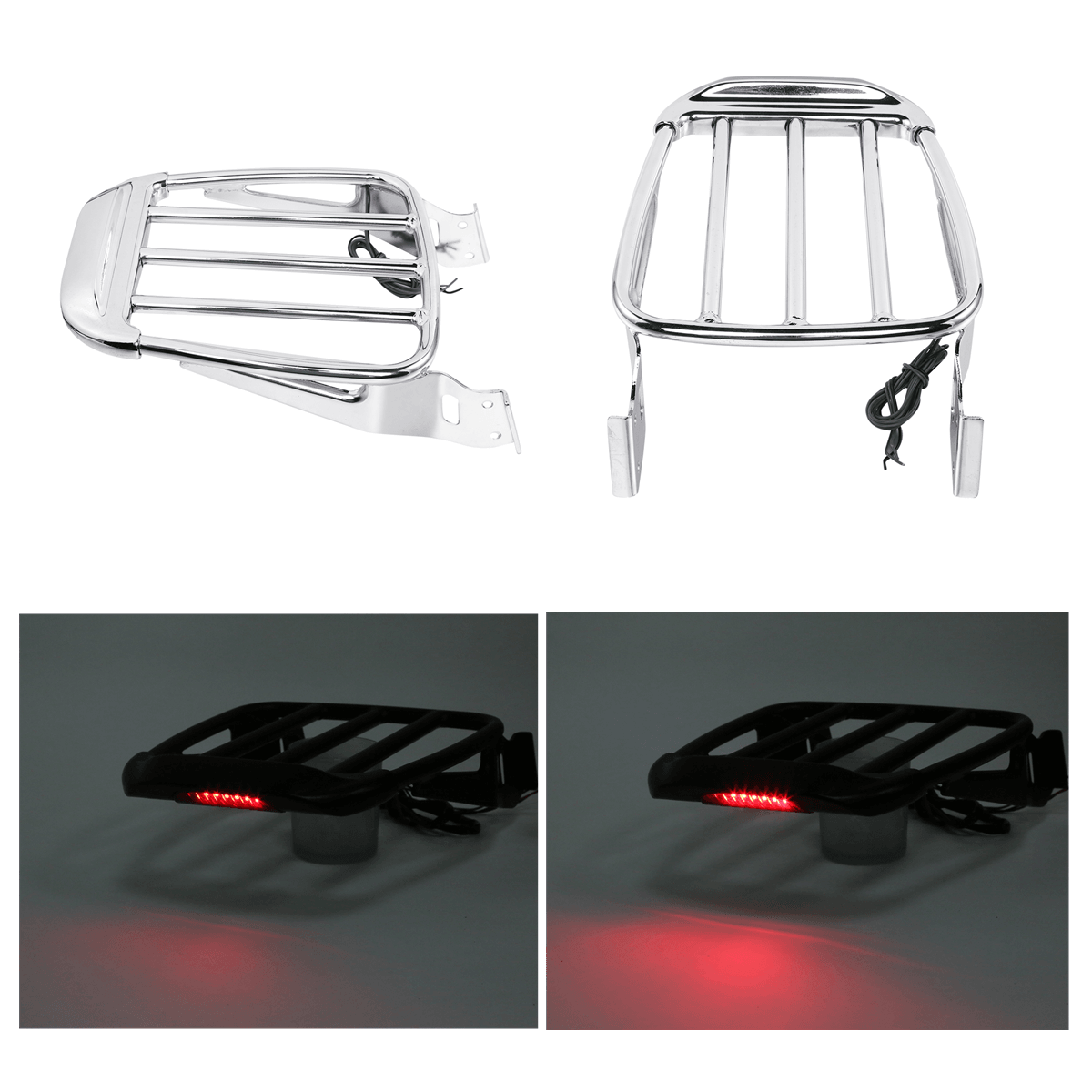 Two-Up Luggage Rack W/LED Tail Light Fit For Harley Softail 2006-2017 FLST FLSTC - Moto Life Products