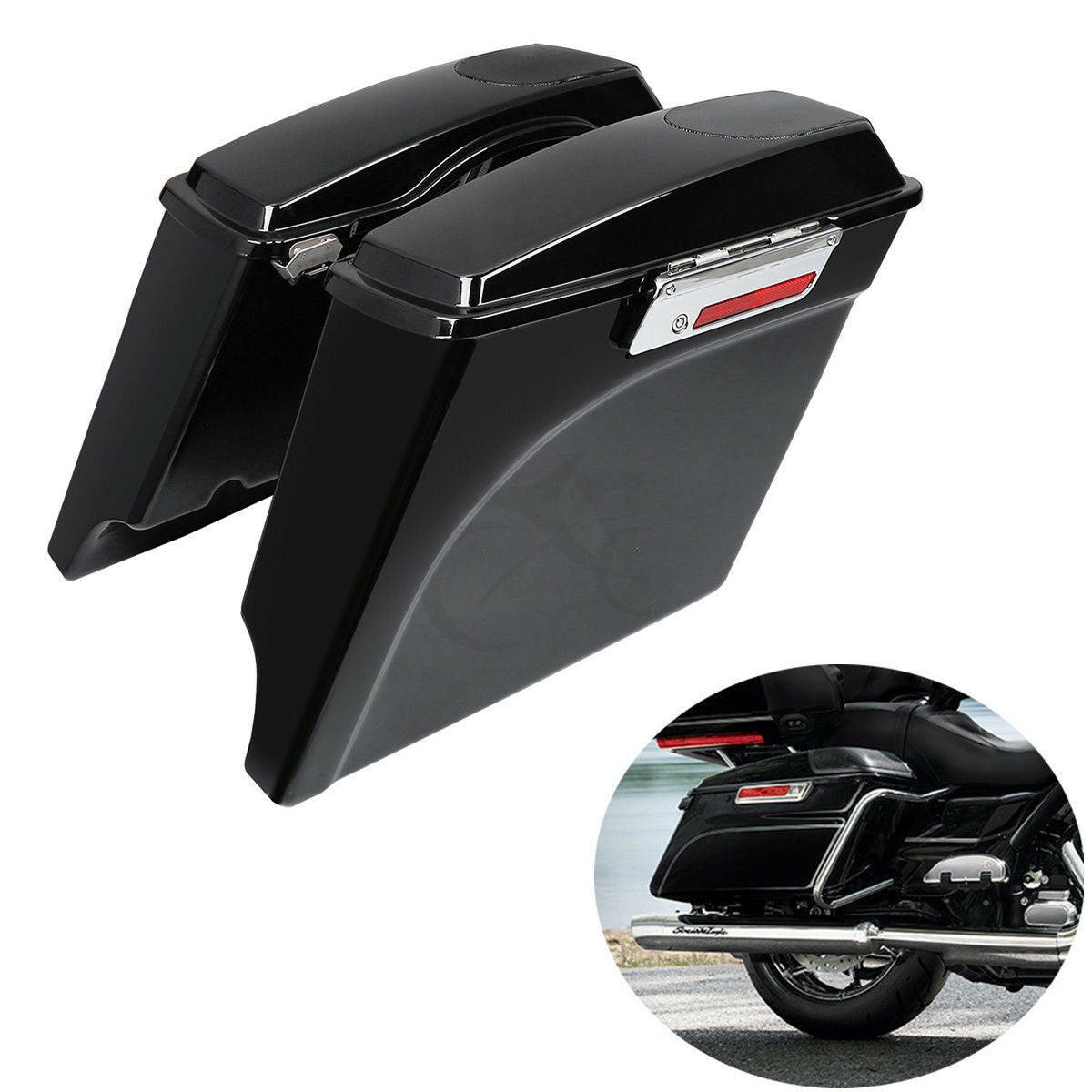 5" Stretched Extended Saddle Bags Saddlebags + Speakers For Harley Touring 93-13 - Moto Life Products