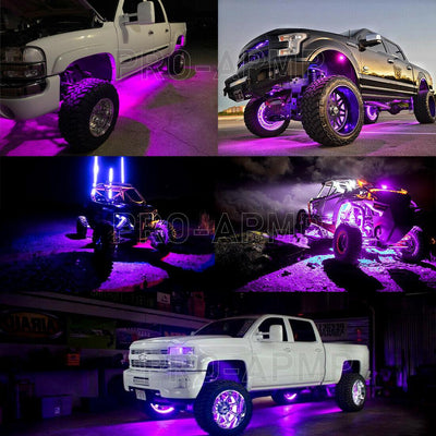 PSEQT Off-Road Purple LED Rock Lights For Jeep Truck ATV Boat Underbody Light - Moto Life Products